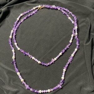 Vintage JTV Amethyst and faux pearl necklace